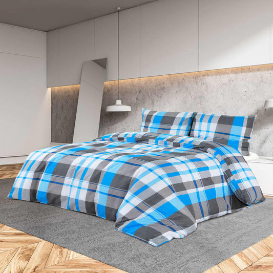 Duvet Cover Set Blue and Grey 260x240 cm Cotton