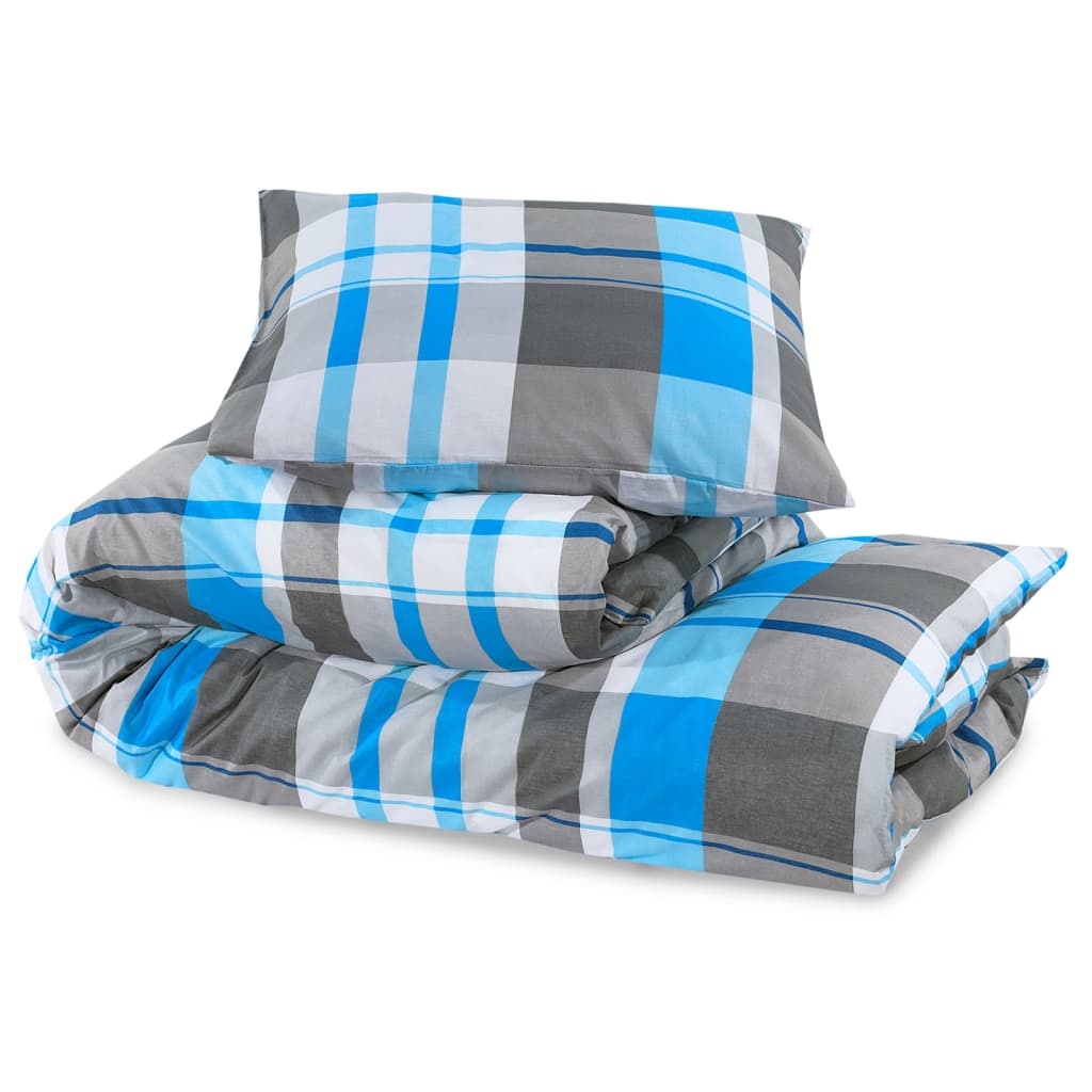 Duvet Cover Set Blue and Grey 155x220 cm Cotton