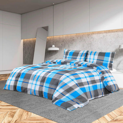 Duvet Cover Set Blue and Grey 200x200 cm Cotton