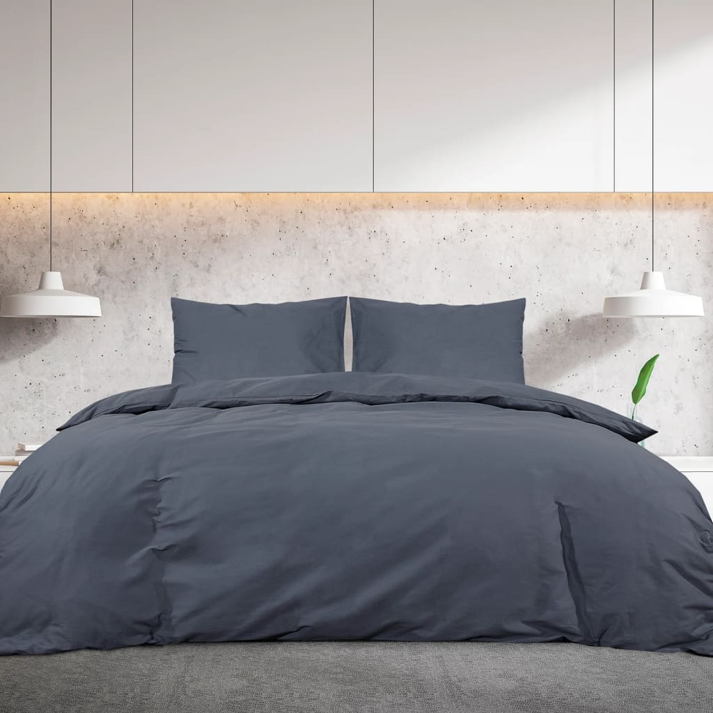 Duvet Cover Set Anthracite 135x200 cm Cotton