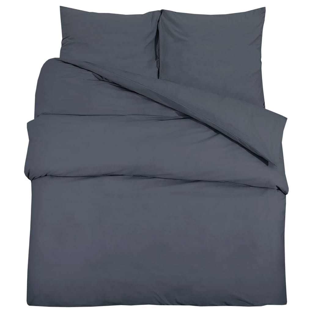 Duvet Cover Set Anthracite 155x220 cm Cotton