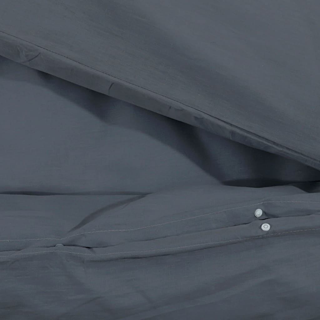 Duvet Cover Set Anthracite 155x220 cm Cotton