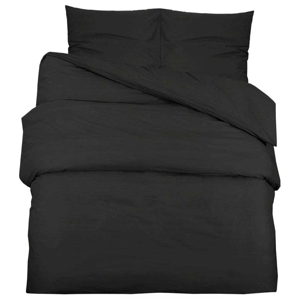 Duvet Cover Set Black 140x200 cm Cotton