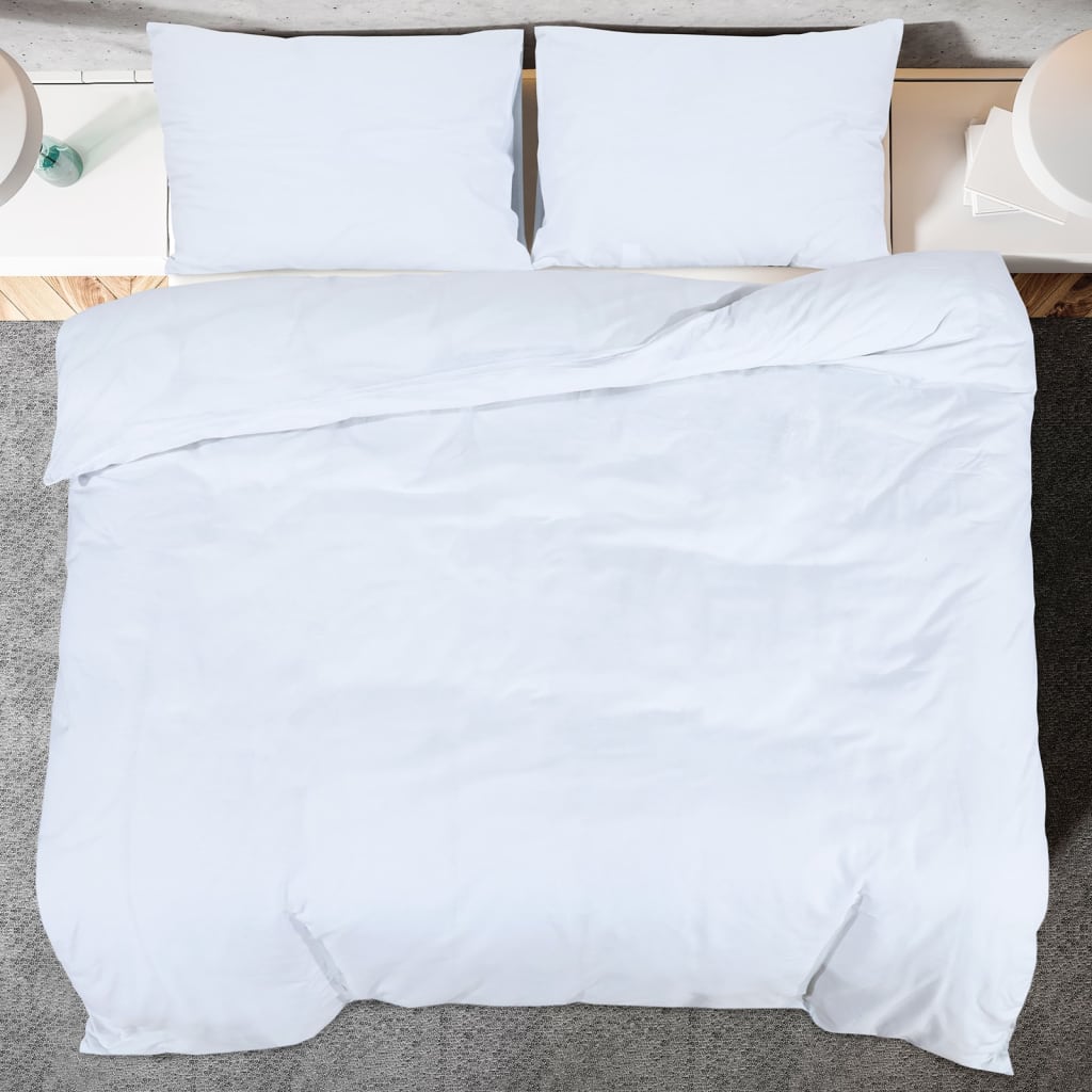 Duvet Cover Set White 240x220 cm Cotton