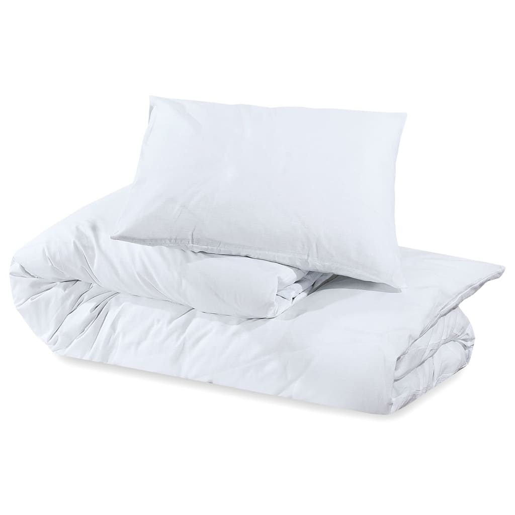 Duvet Cover Set White 240x220 cm Cotton