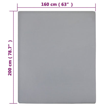 Jersey Fitted Sheet Grey 160x200 cm Cotton