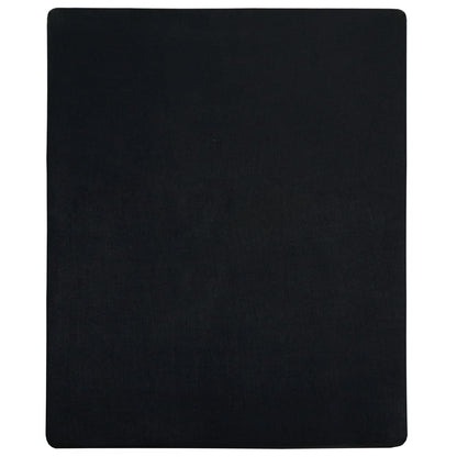 Jersey Fitted Sheet Black 160x200 cm Cotton