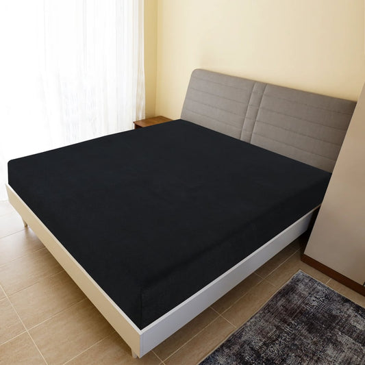 Jersey Fitted Sheet Black 160x200 cm Cotton