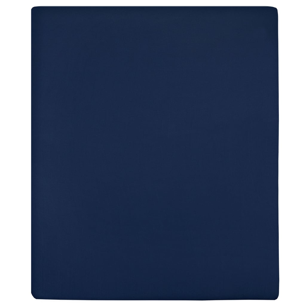 Jersey Fitted Sheet Navy Blue 160x200 cm Cotton