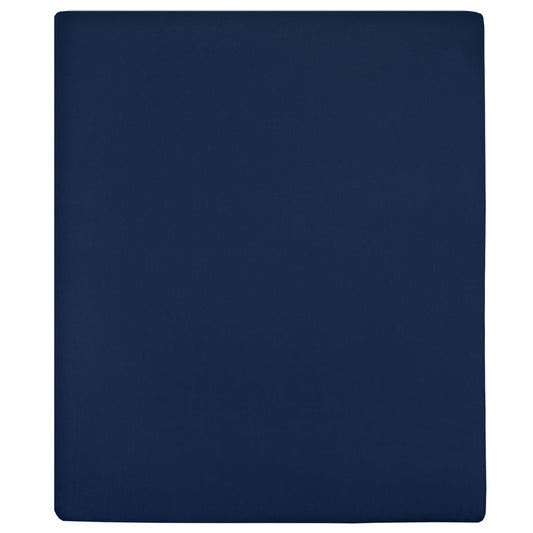 Jersey Fitted Sheet Navy Blue 160x200 cm Cotton