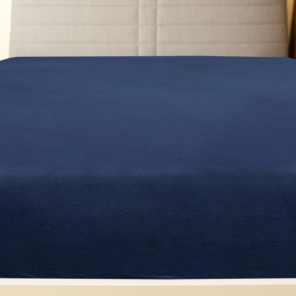 Jersey Fitted Sheet Navy Blue 160x200 cm Cotton