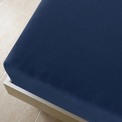 Jersey Fitted Sheet Navy Blue 180x200 cm Cotton