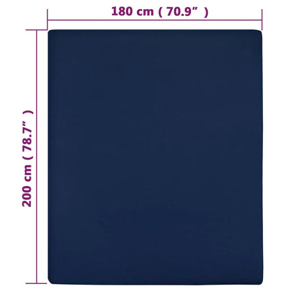 Jersey Fitted Sheet Navy Blue 180x200 cm Cotton