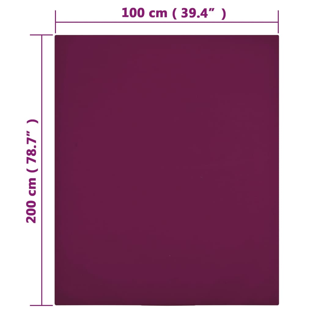 Jersey Fitted Sheet Bordeaux 100x200 cm Cotton