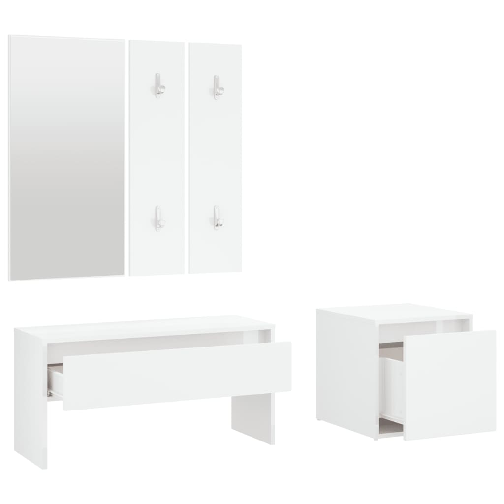 Hallway Furniture Set White Engineered Wood