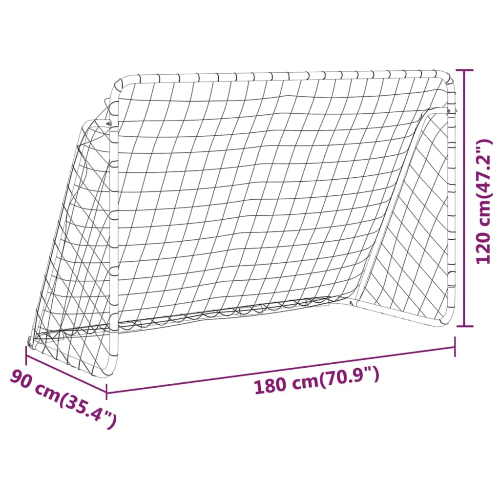 Football Goal with Net White 180x90x120 cm Steel