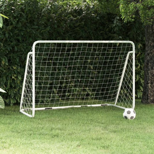 Football Goal with Net White 180x90x120 cm Steel