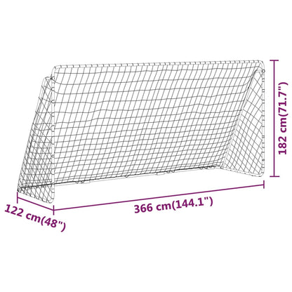 Football Goal with Net White 366x122x182 cm Steel