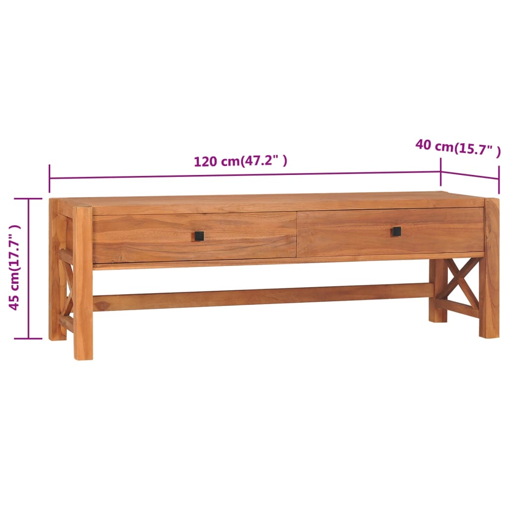 TV Cabinet with Drawers 120x40x45 cm Solid Wood Teak