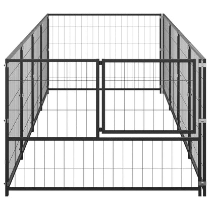 Dog Kennel Black 4 m² Steel