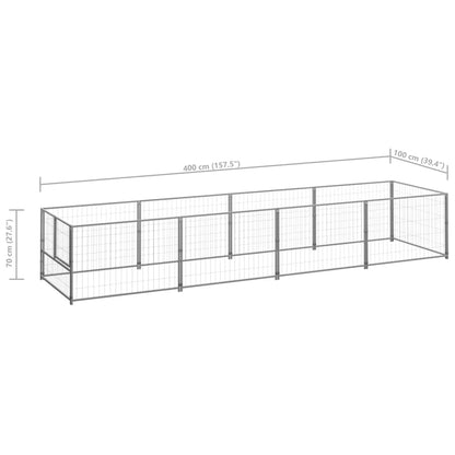 Dog Kennel Silver 4 m² Steel