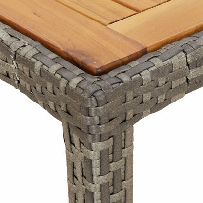 Garden Table 150x90x75 cm Poly Rattan and Acacia Wood Grey