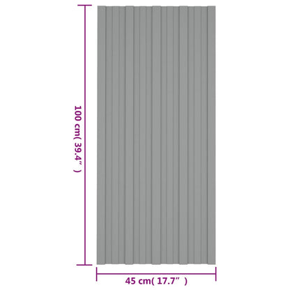 Roof Panels 12 pcs Galvanised Steel Grey 100x45 cm