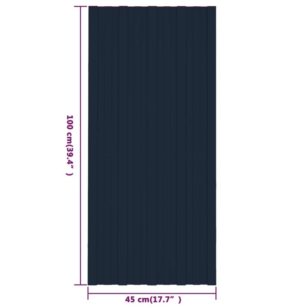 Roof Panels 12 pcs Galvanised Steel Anthracite 100x45 cm