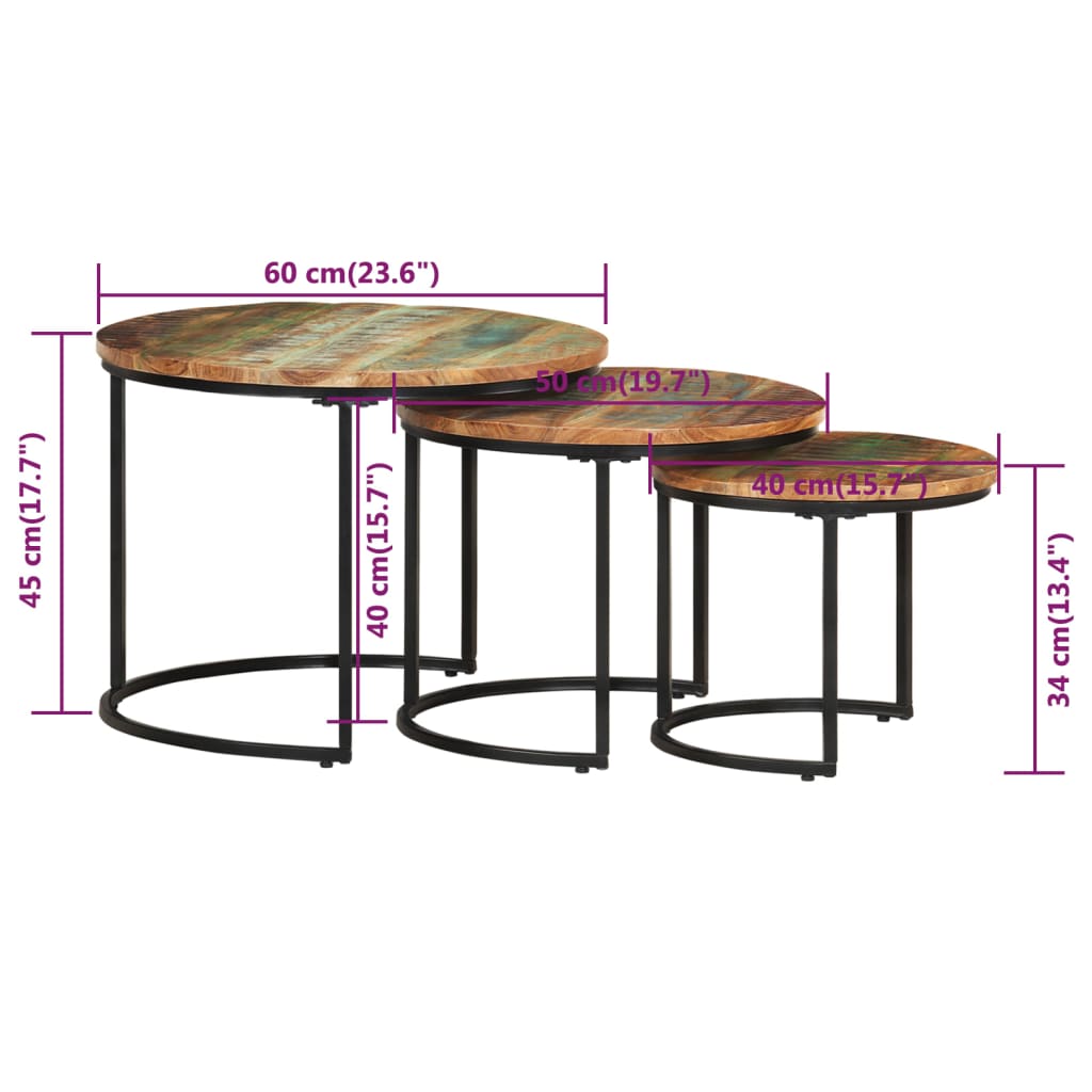 Nesting Tables 3 pcs Solid Reclaimed Wood