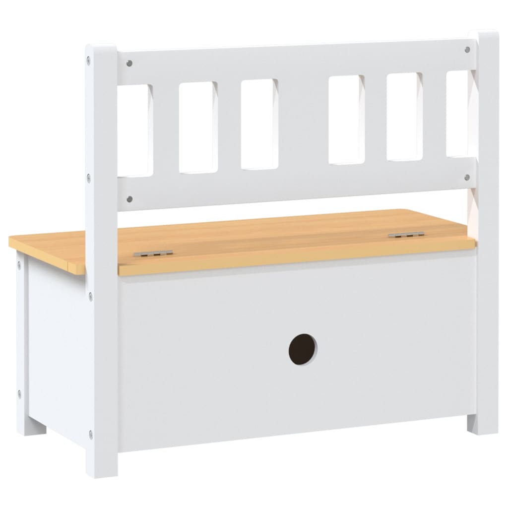 Children Storage Bench White and Beige 60x30x55 cm MDF