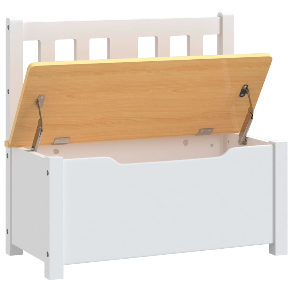 Children Storage Bench White and Beige 60x30x55 cm MDF