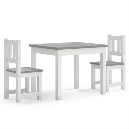 3 Piece Children Table and Chair Set White and Grey MDF