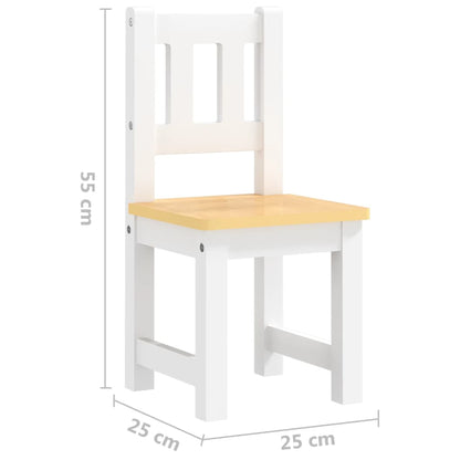 3 Piece Children Table and Chair Set White and Beige MDF