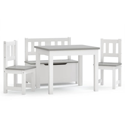 4 Piece Children Table and Chair Set White and Grey MDF