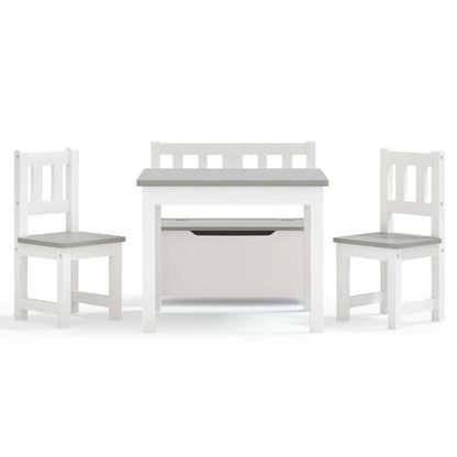 4 Piece Children Table and Chair Set White and Grey MDF