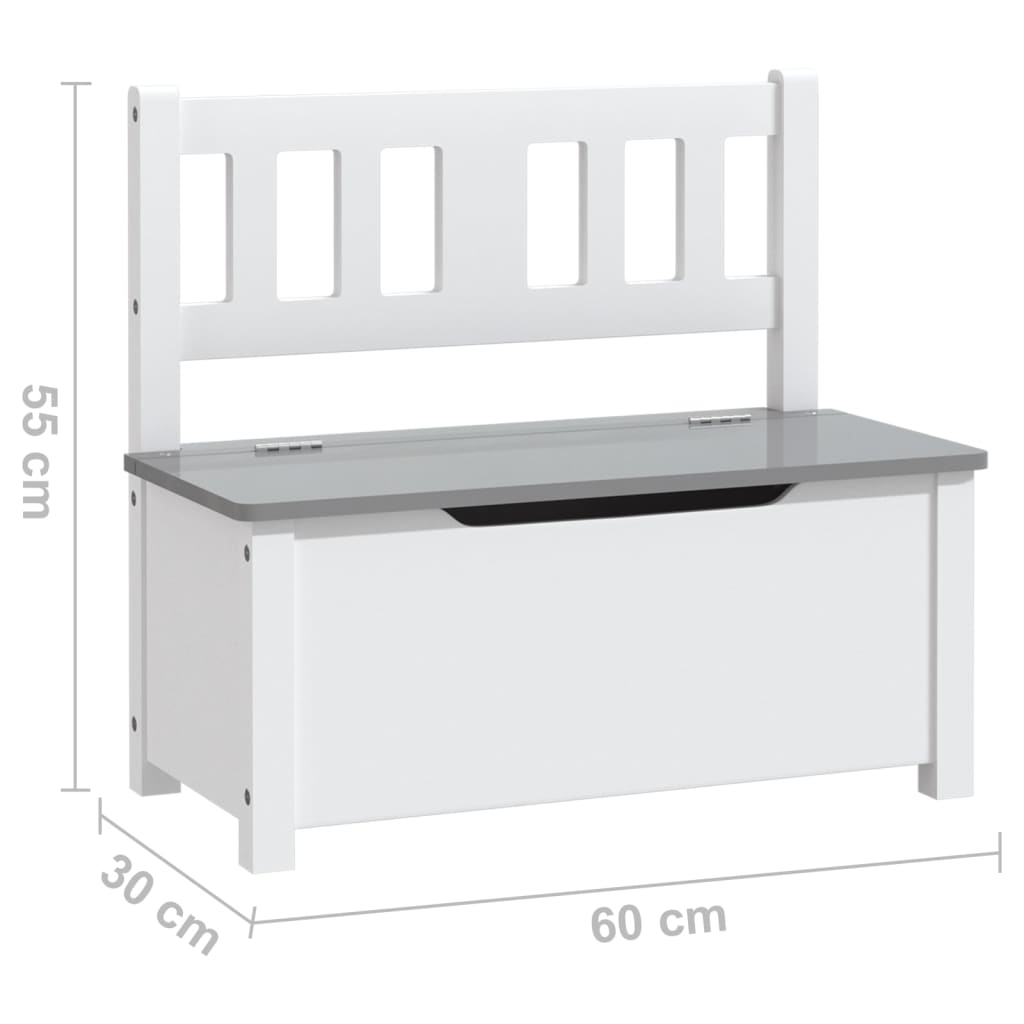 4 Piece Children Table and Chair Set White and Grey MDF