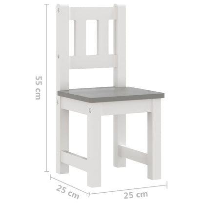 4 Piece Children Table and Chair Set White and Grey MDF