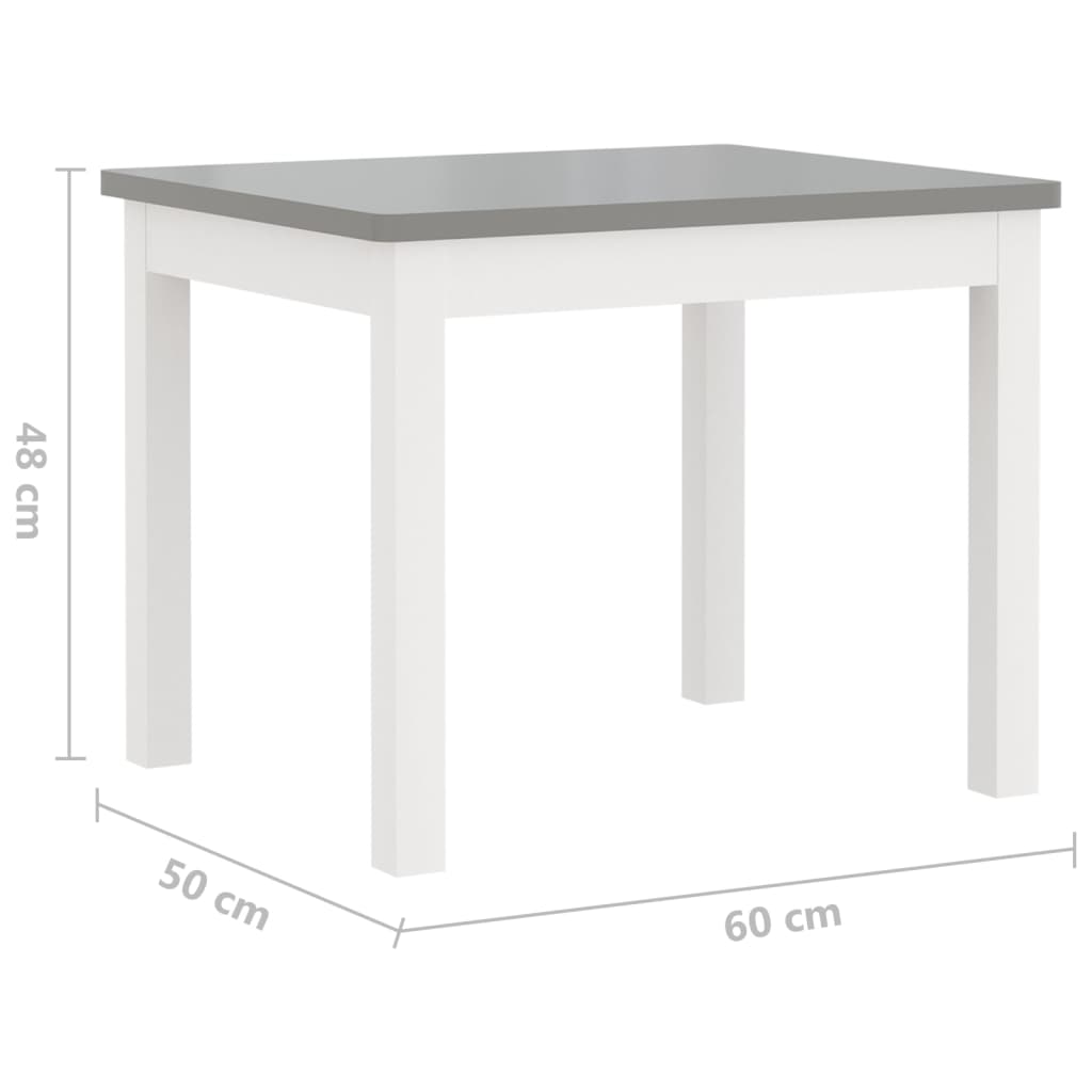 4 Piece Children Table and Chair Set White and Grey MDF