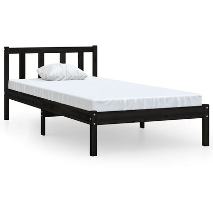 Bed Frame without Mattress Black Solid Wood Single