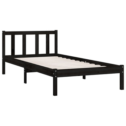 Bed Frame without Mattress Black Solid Wood Single