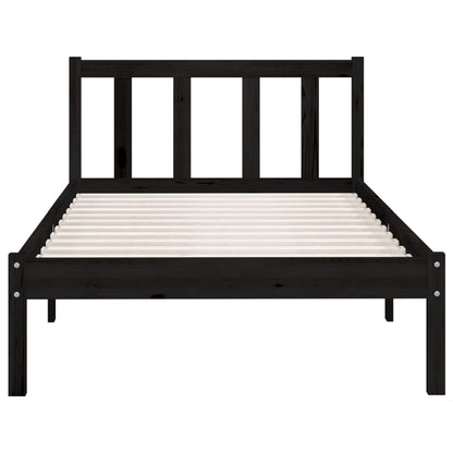 Bed Frame without Mattress Black Solid Wood Single