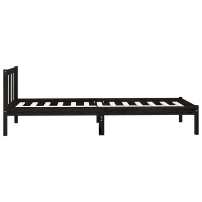 Bed Frame without Mattress Black Solid Wood Single