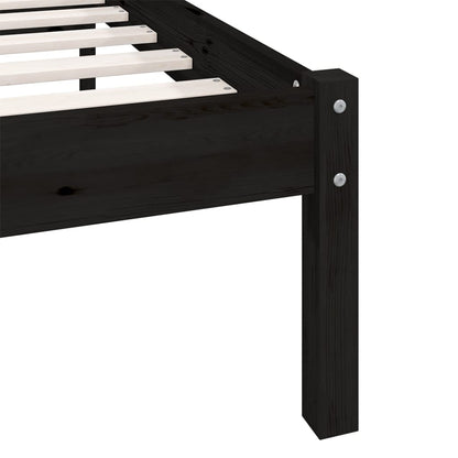 Bed Frame without Mattress Black Solid Wood Single