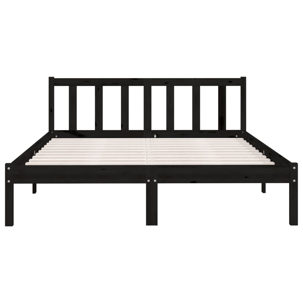 810086 vidaXL Bed Frame without Mattress Black Solid Wood 140x200 cm