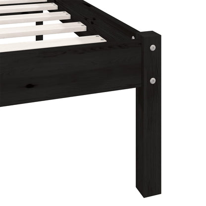 810086 vidaXL Bed Frame without Mattress Black Solid Wood 140x200 cm