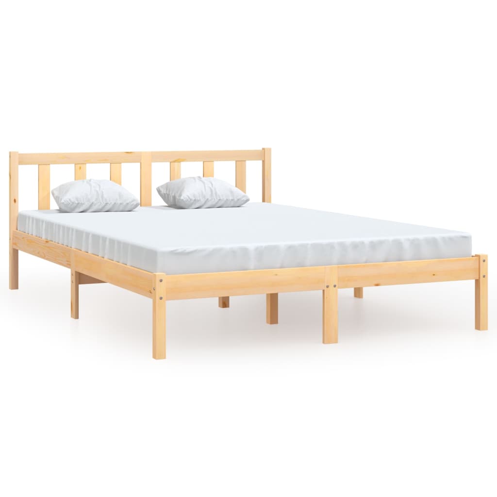 Bed Frame without Mattress Solid Wood Pine King Size