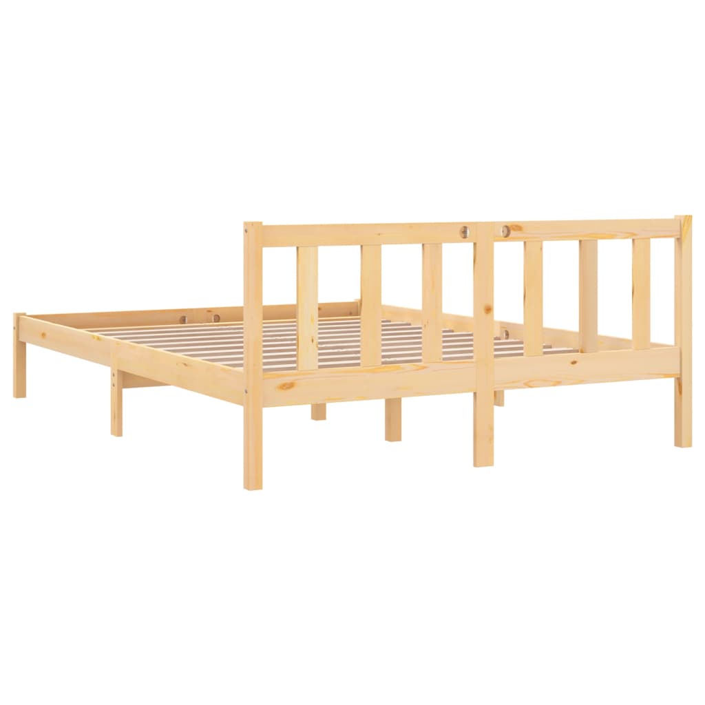 Bed Frame without Mattress Solid Wood Pine King Size