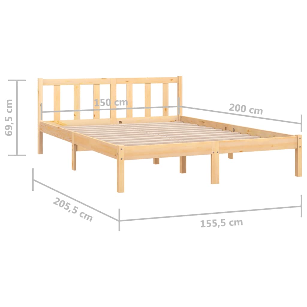 Bed Frame without Mattress Solid Wood Pine King Size