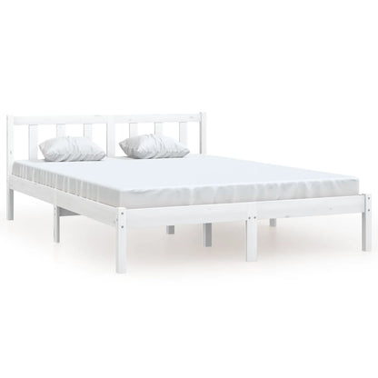 Bed Frame White Solid Wood Pine 150x200 cm King Size