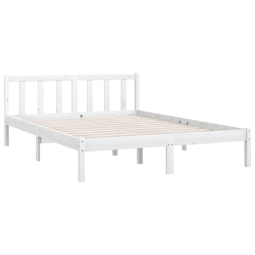 Bed Frame White Solid Wood Pine 150x200 cm King Size